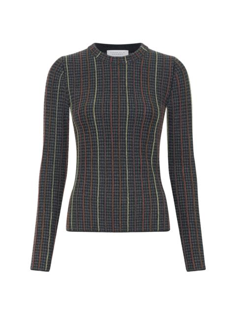GABRIELA HEARST Pons Knit Sweater in Charcoal Multi Cashmere Silk Houndstooth
