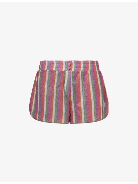 Oséree Lumiere Metallic Stretch-Woven Shorts