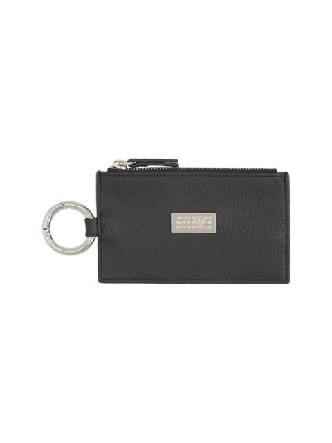 MM6 Maison Margiela Black Grainy Leather Zip Card Holder