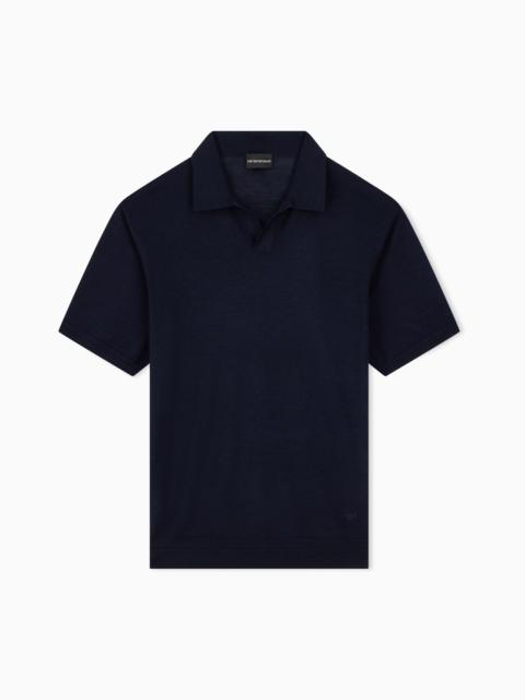 EMPORIO ARMANI VIRGIN WOOL AND SILK POLO NECK SWEATER