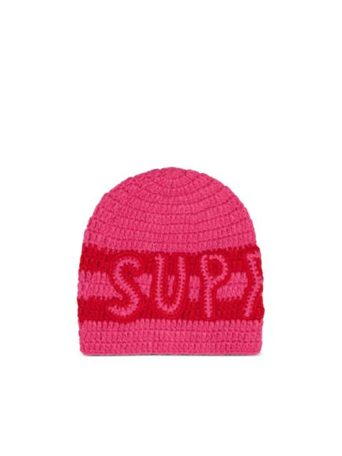 Supreme crochet logo beanie hat