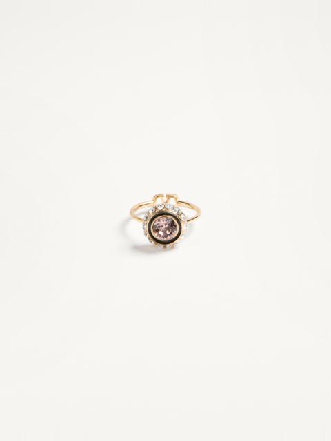 Valentino VLOGO SIGNATURE RING IN METAL, ENAMEL AND CRYSTALS