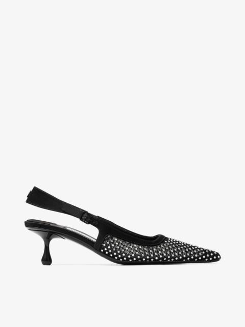 JIMMY CHOO Amel 50
Black Crystal Mesh & Satin Pumps