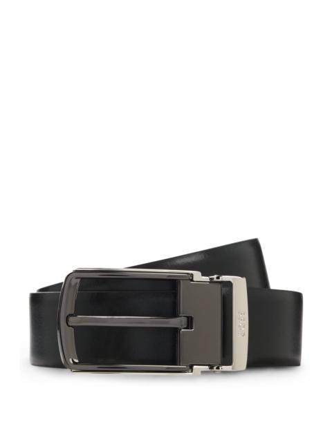 BOSS REVERSIBLE LEATHER BELT WITH SMOOTH AND TEXTURED FINISHES