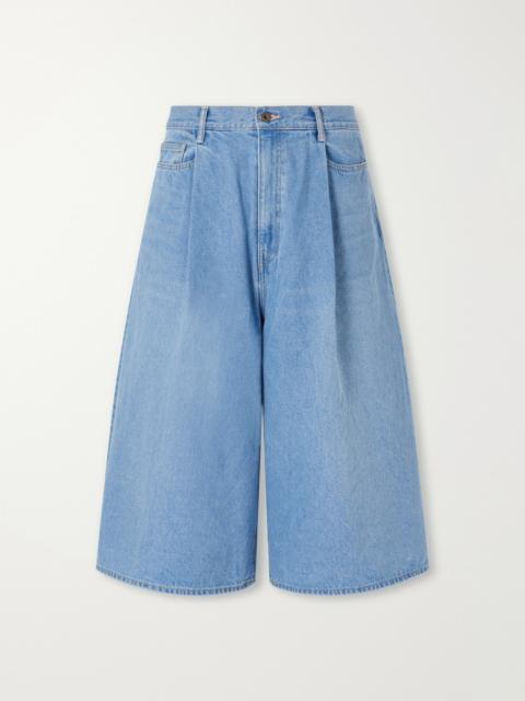 Kapital Wide-Leg Pleated Denim Shorts