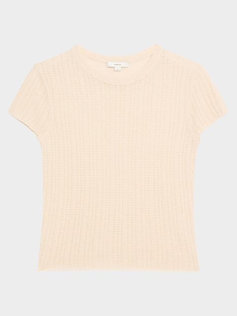 Vince Crewneck Waffle-Knit Top