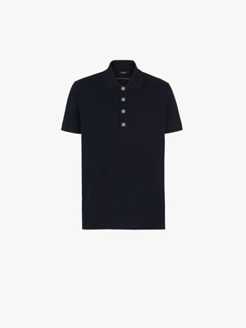 Balmain HIGH SUMMER CAPSULE - Dark navy blue cotton piqué polo