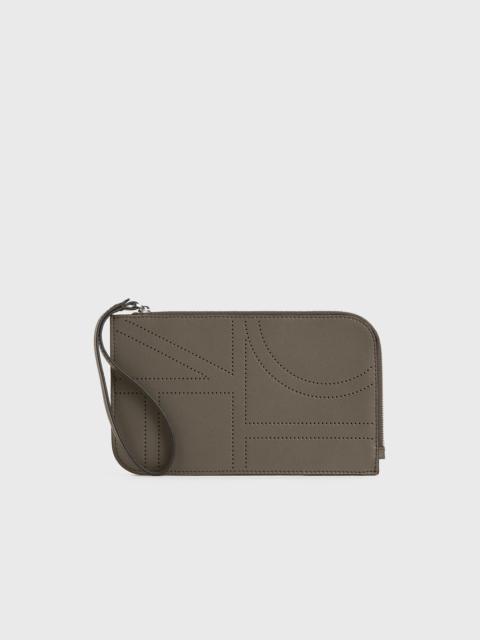 Totême Monogram leather wristlet pouch ash