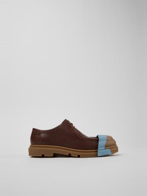 CAMPER Junction Brown Leather Shoes for Women.