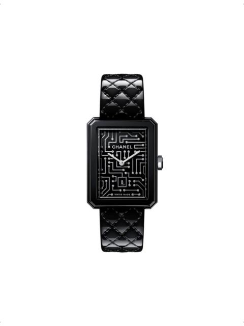 CHANEL H7946 BOY·FRIEND CYBERDATA steel and 0.08ct round-brilliant diamond quartz watch