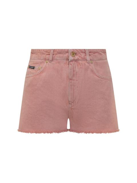 ボトムスその他 DOLCE & GABBANA PINK COTTON SHORTS Jersey shorts with raised DG logo embroidery in Pink for