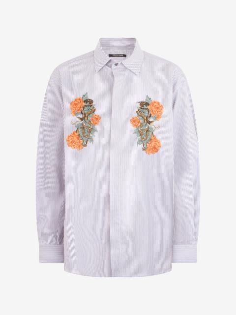 Roberto Cavalli Shirt With Embroidered Snakes And Flowers