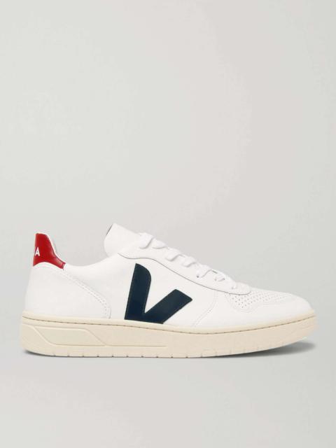 V-10 Rubber-trimmed Leather Sneakers