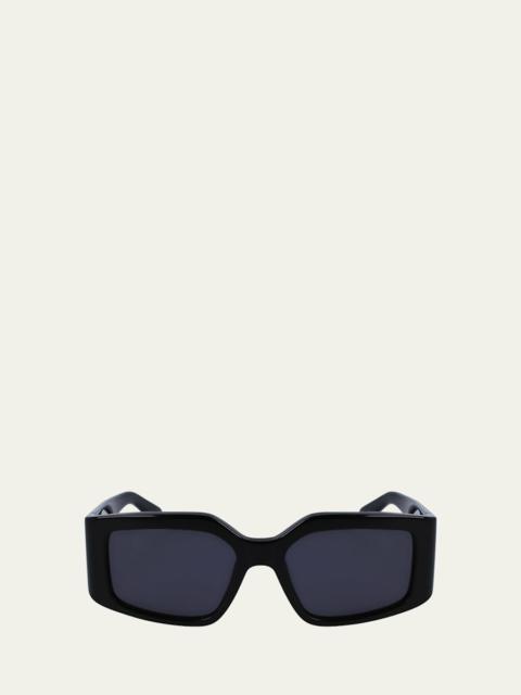 FERRAGAMO Micro-Logo Acetate Rectangle Sunglasses
