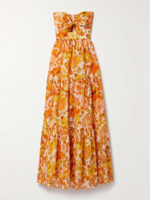 Raie strapless floral-print cotton maxi dress