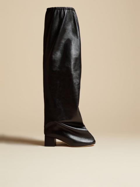 KHAITE The Bowe Over-the-Knee Boot in Black Leather
