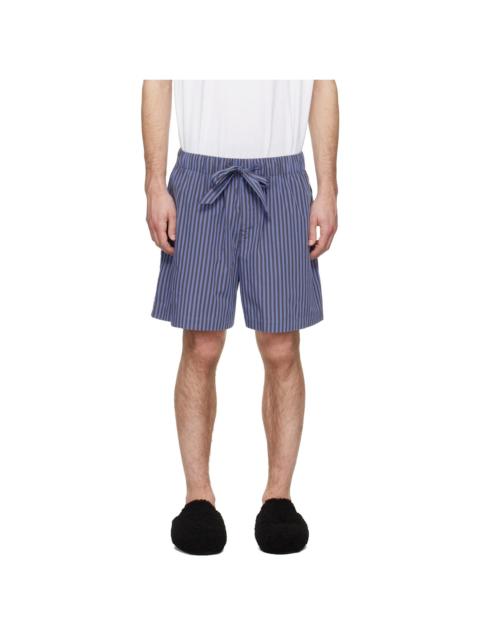 TEKLA Navy & Brown Poplin Pyjama Shorts