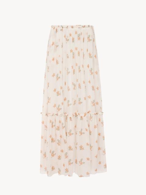 Chloé GATHERED LONG SKIRT IN SILK CHARMEUSE