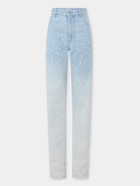 rabanne SCRATCHED RAW LIGHT BLUE JEANS