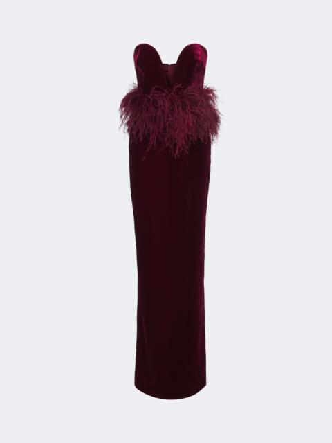 THE NEW ARRIVALS ILKYAZ OZEL Sienna feather-trimmed velvet gown