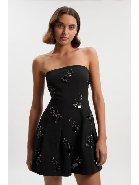 KAREN MILLEN Petite Cluster Sequin & Crystal Embellished Bandeau Tailored Mini Dress
