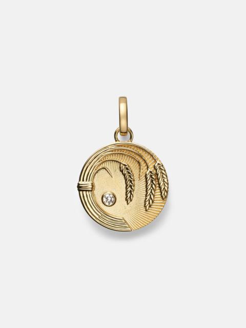 FOUNDRAE Infinite Gratitude Braided Wheat Medium 18kt gold pendant with diamond