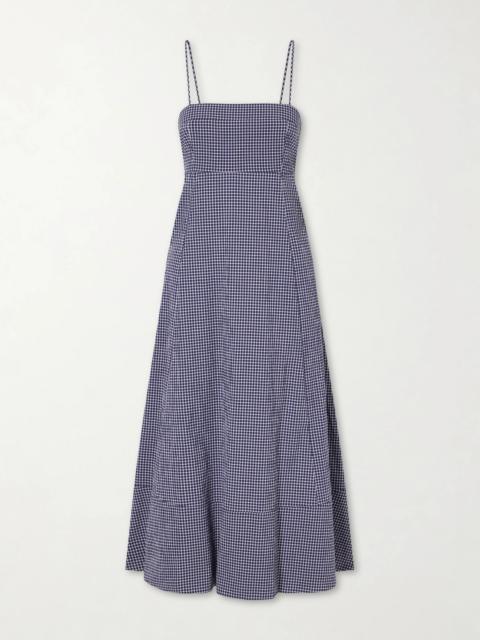 LA LIGNE Thay Gingham Knot-detailed Cut-out Seersucker Midi Dress