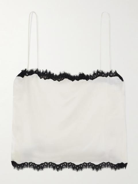 DÔEN Loure Lace-trimmed Silk-satin Top