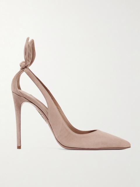 AQUAZZURA Bow Tie 105 suede pumps Blush