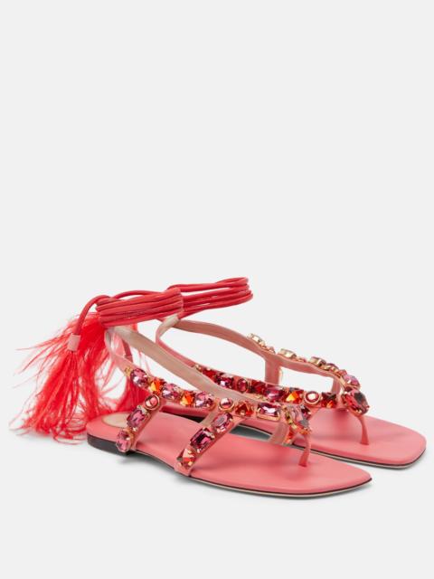 Valentino Embellished suede thong sandals
