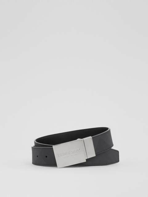 Burberry Reversible Plaque Buckle London Check and Leather Belt