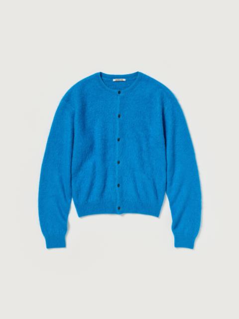 AURALEE GARMENT-DYED BABY ALPACA FUR KNIT CREW-NECK CARDIGAN