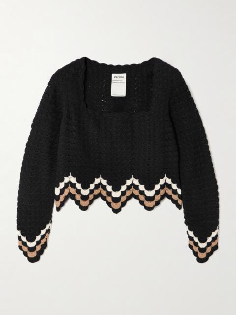 ESCVDO Sumac Cropped Scalloped Crocheted Cotton Top