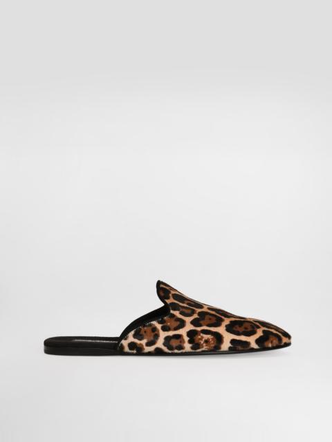 Dolce & Gabbana Leo-print pony slippers