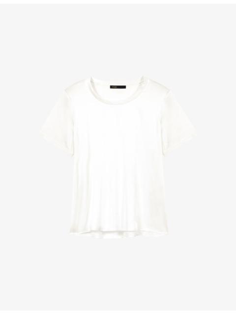 maje Short-Sleeved Stretch-Silk Top