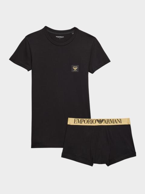 Men's Shiny Logo T-Shirt and Trunk Set