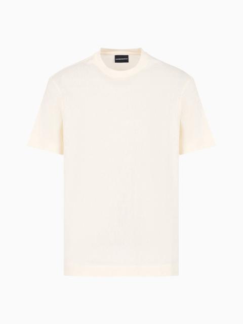 EMPORIO ARMANI Jersey T-shirt with all-over jacquard lettering