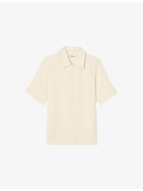 Sandro Crinkled Micro-Pleat Woven Shirt