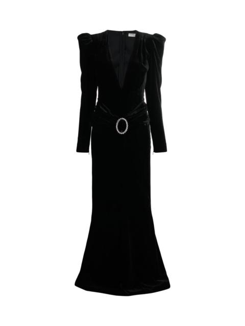 Alessandra Rich Deep neckline velvet long dress