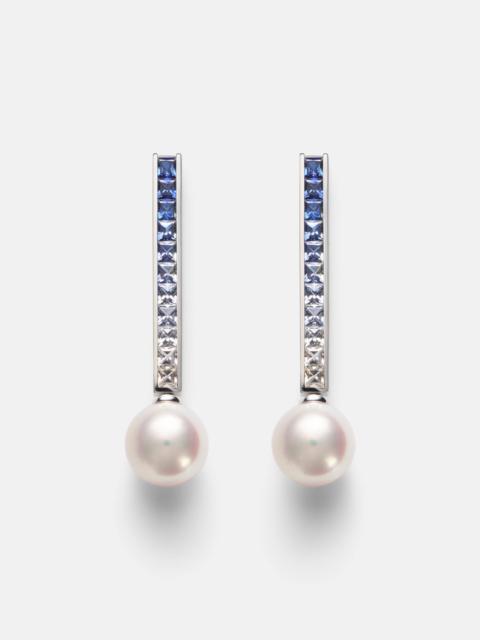 MIKIMOTO Ocean 18kt white gold earrings with pearls and sapphires