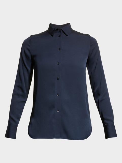 Vince Slim-Fit Long-Sleeve Stretch-Silk Blouse