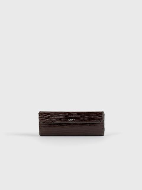 TOTEME Lizard-embossed lipstick case brown