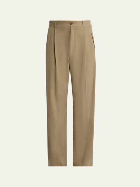 The Row Men's Thom Pleated Wool-Silk Pants