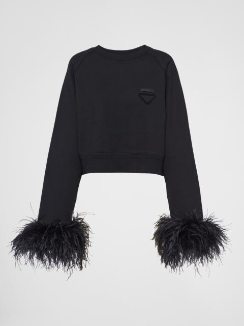 Prada Crew-neck sweatshirt with feather trim