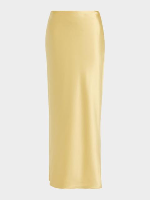 Cult Gaia Chantel Straight Bias-Cut Satin Maxi Skirt