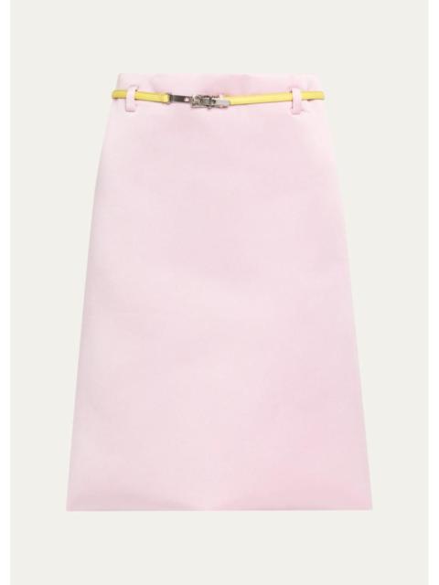 Marc Jacobs Silk-Blend Belted Midi Skirt