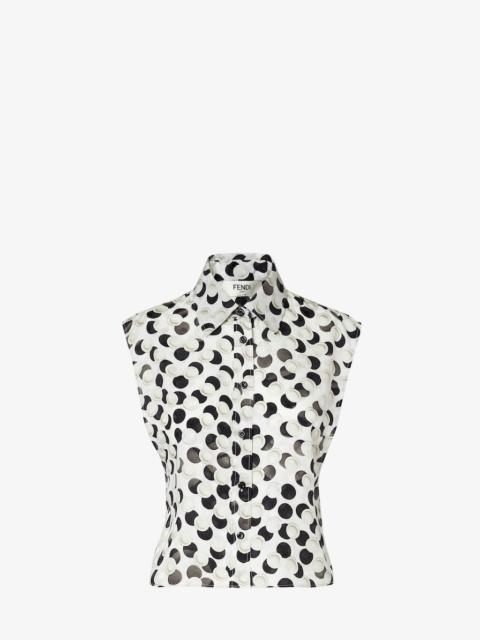 FENDI Top Black and white silk jacquard top