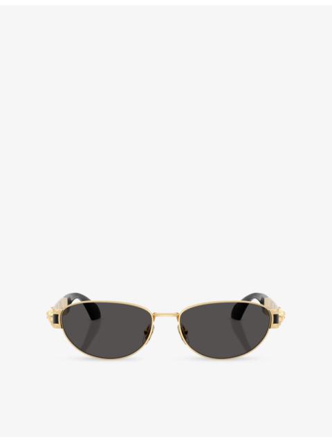 VERSACE VE2304 Oval-Frame Metal Sunglasses