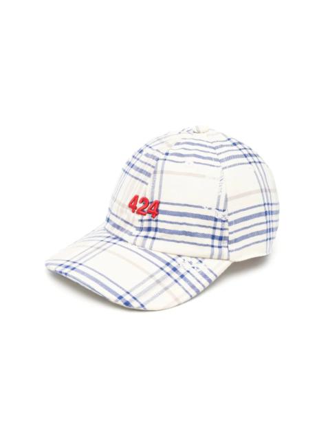 424 embroidered logo cotton-linen cap