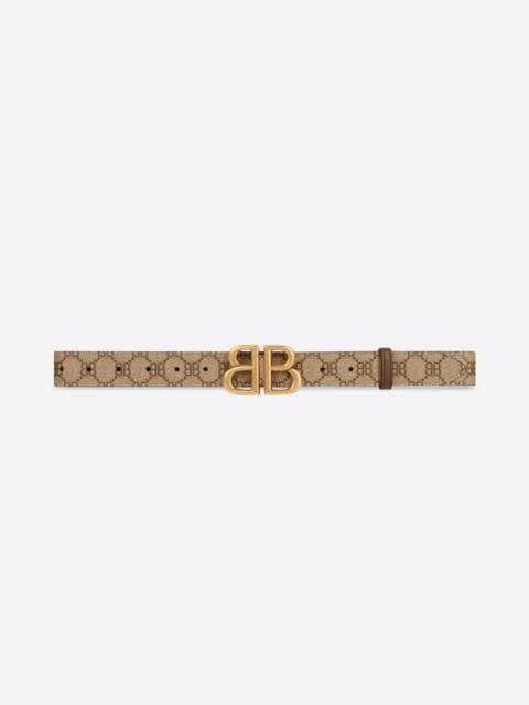 BALENCIAGA Men's Hacker Bb Large Belt In Coated Canvas in Beige